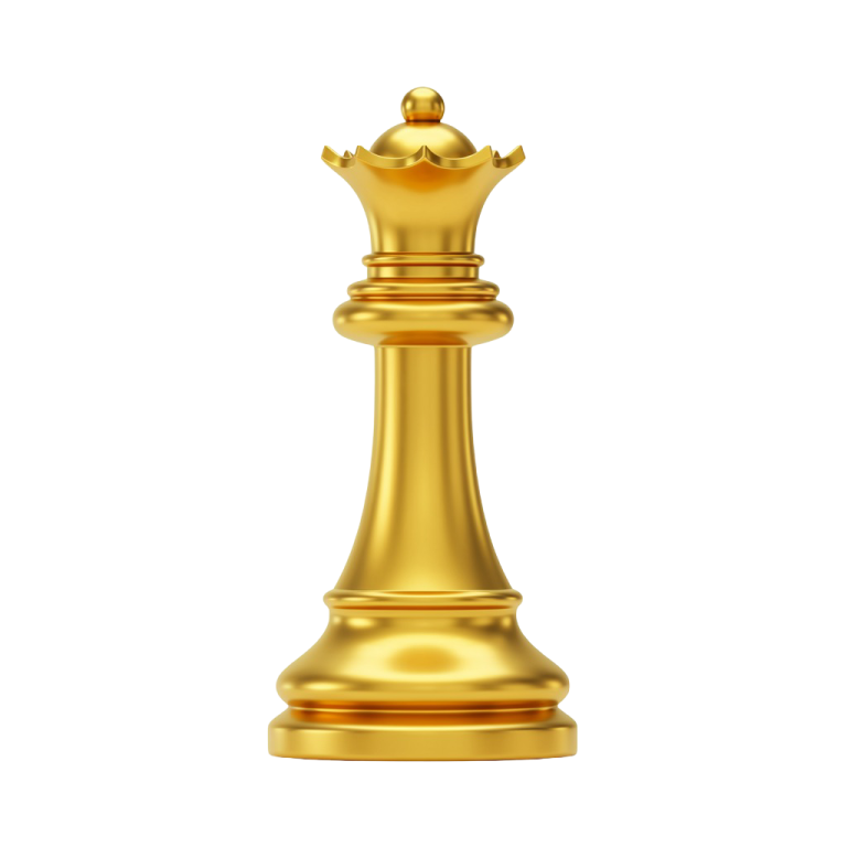 Flat Golden Chess Queen PNG Illustration