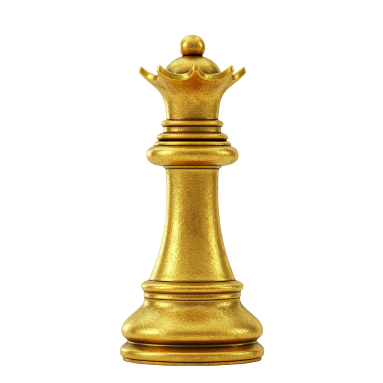 Premium Golden Chess Queen PNG Download
