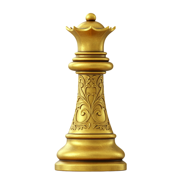 Golden Chess Queen PNG Crown Design