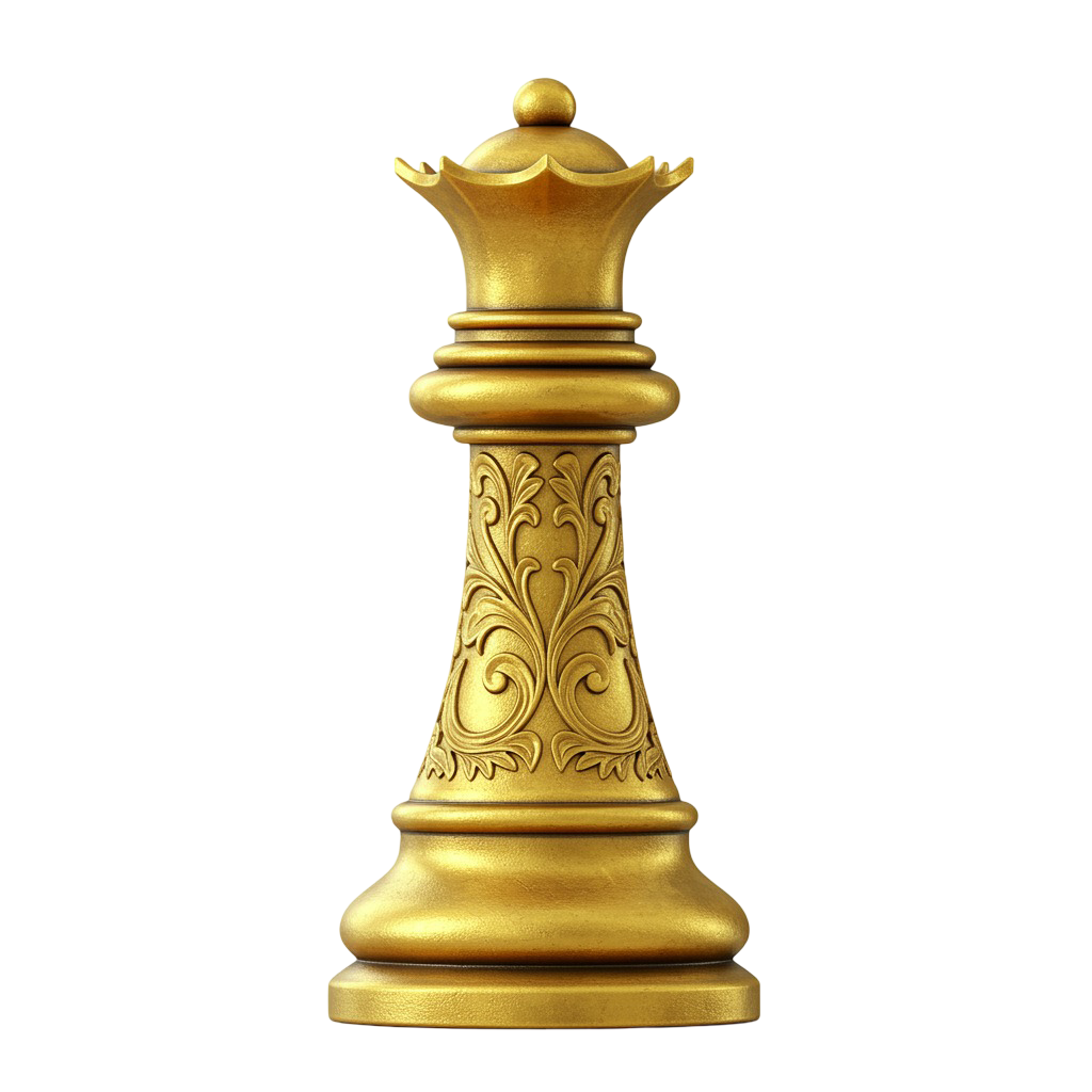 Golden Chess Queen PNG Crown Design
