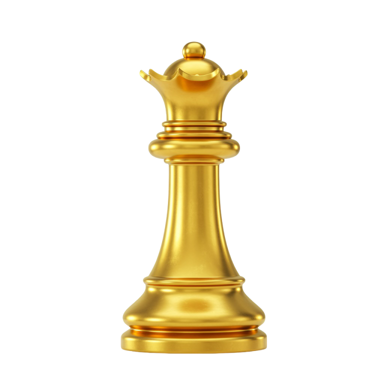 Golden Chess Queen PNG Shiny Gold Look