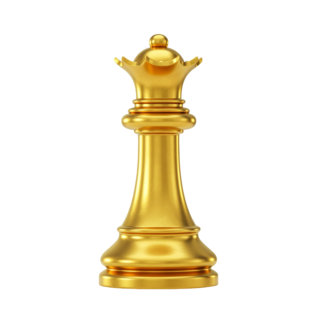 Golden Chess Queen PNG Shiny Gold Look