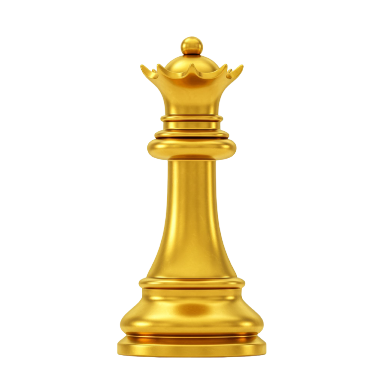Golden Chess Queen PNG for Merch Design