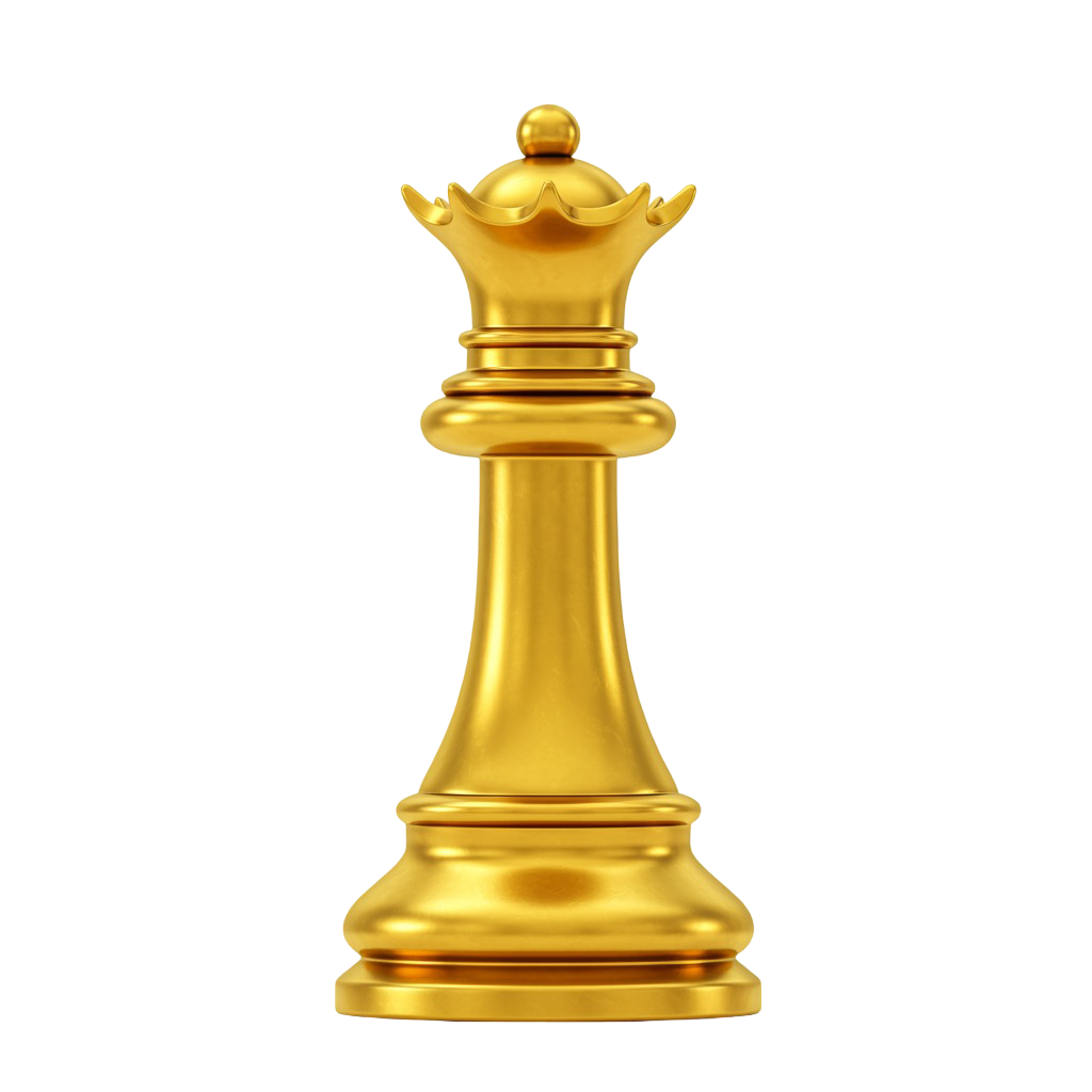 Golden Chess Queen PNG for Merch Design