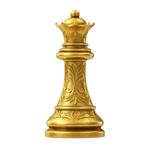 Realistic Golden Chess Queen PNG Image