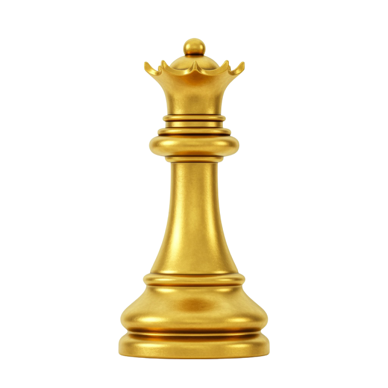 Golden Chess Queen PNG with Clear Edges