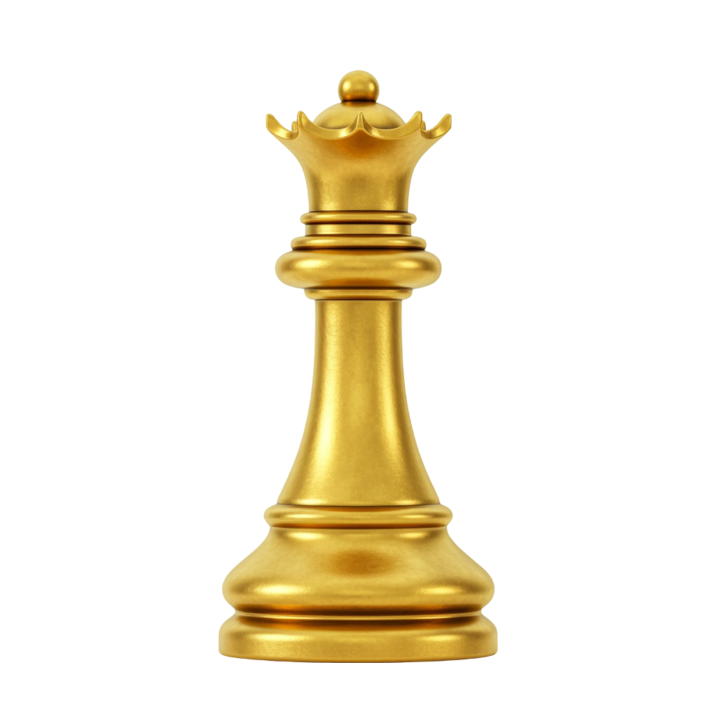 Golden Chess Queen PNG with Clear Edges