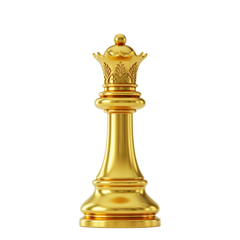 Sleek Golden Chess Queen PNG Style