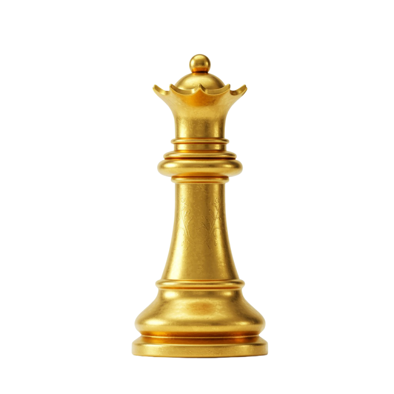 Golden Chess Queen PNG clean Edges