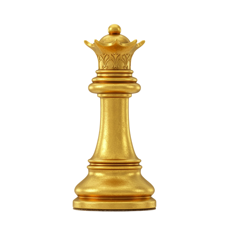 Golden Chess Queen PNG with Shine