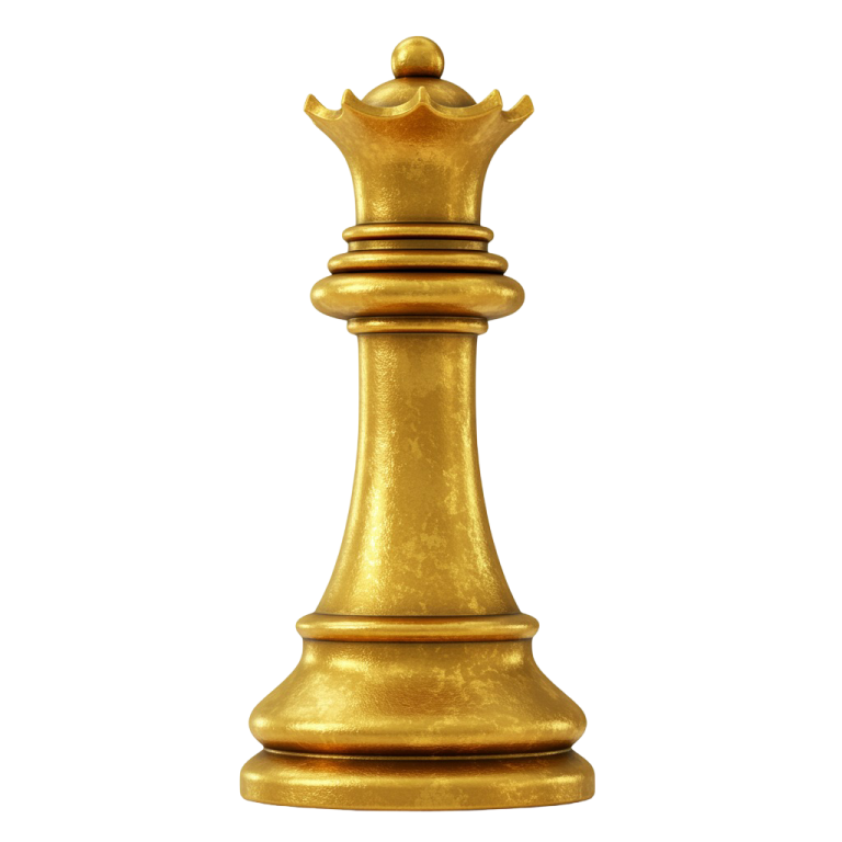 Glossy Golden Chess Queen PNG Graphic