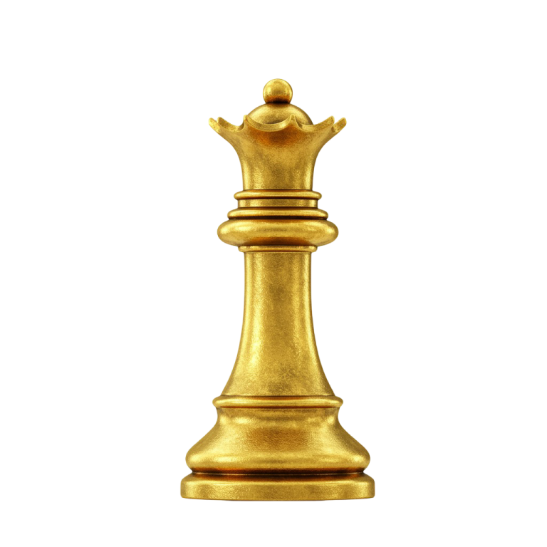 Golden Chess Queen PNG for Designers