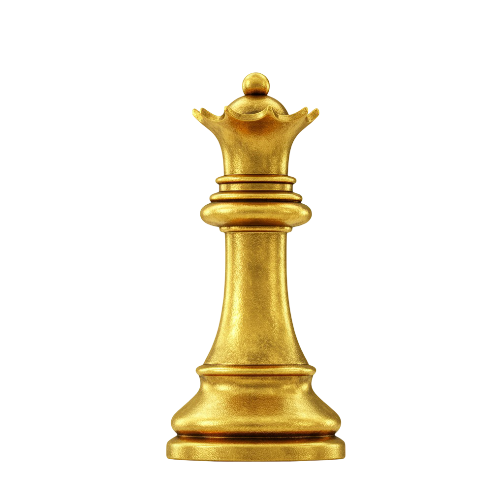 Golden Chess Queen PNG for Designers