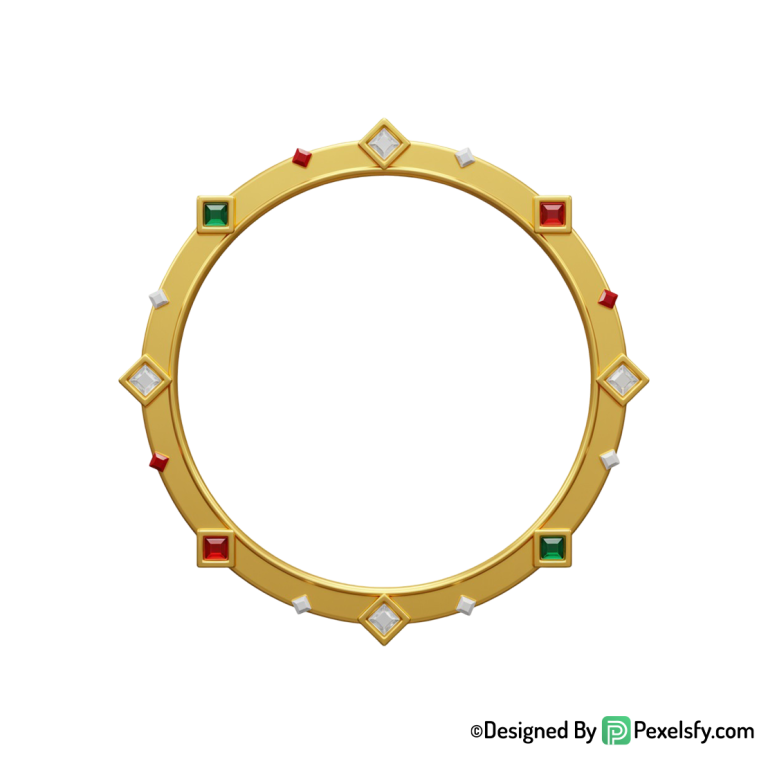 Golden Circle Frame PNG Isolated, transparent background