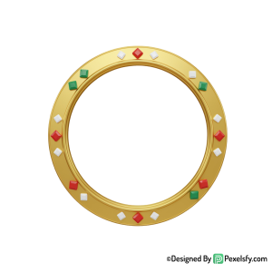 Golden Circle Frame PNG with Border, transparent
