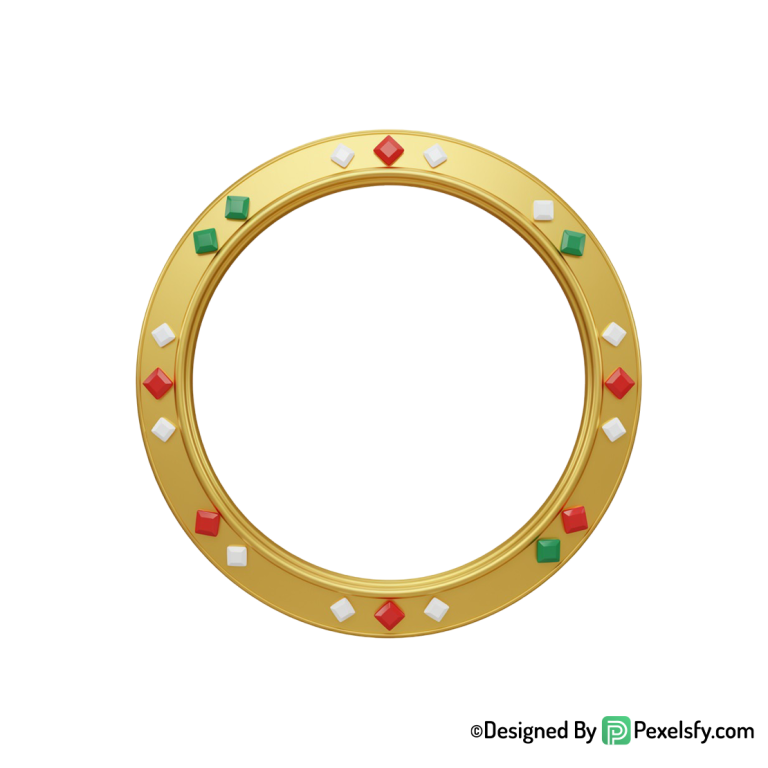 Golden Circle Frame PNG with Border, transparent