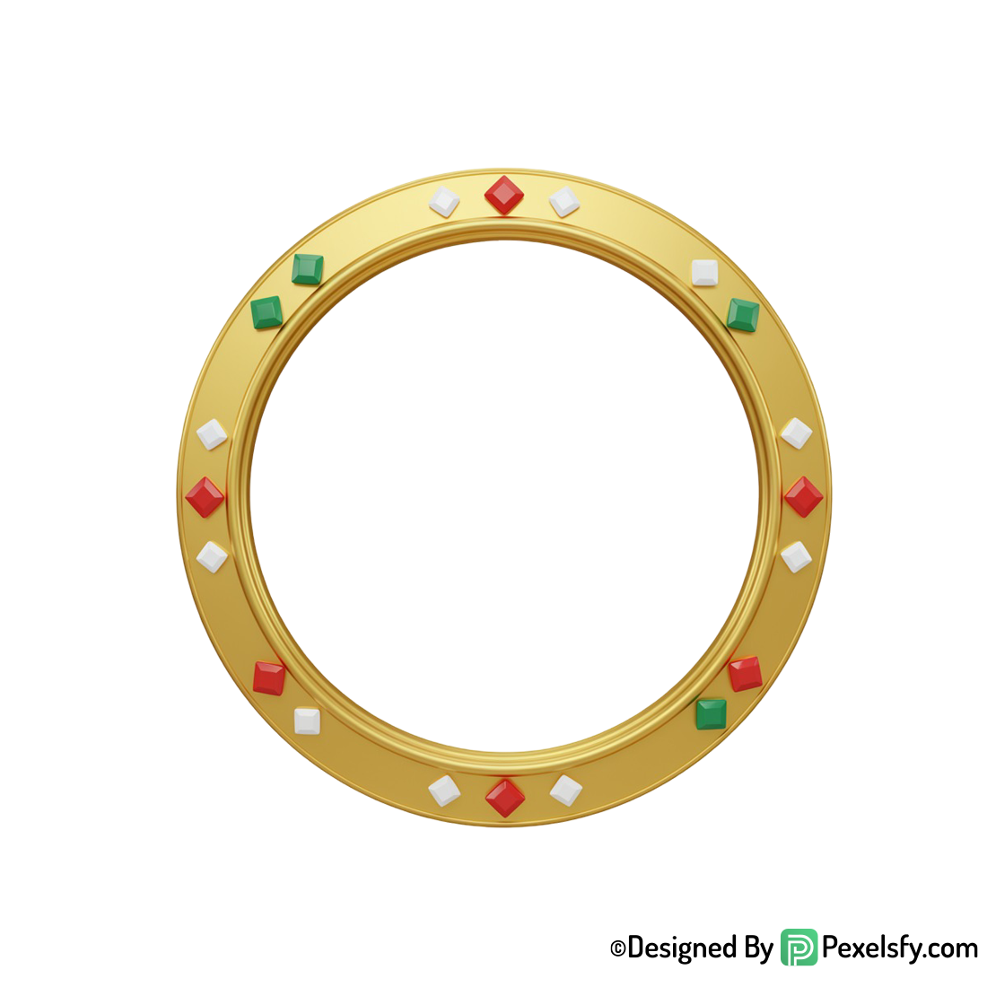 Golden Circle Frame PNG with Border, transparent