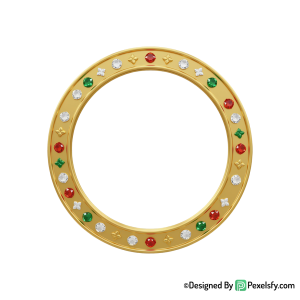 Golden Circle Frame PNG Front View, transparent
