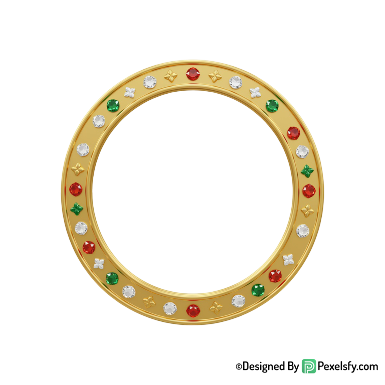 Golden Circle Frame PNG Front View, transparent