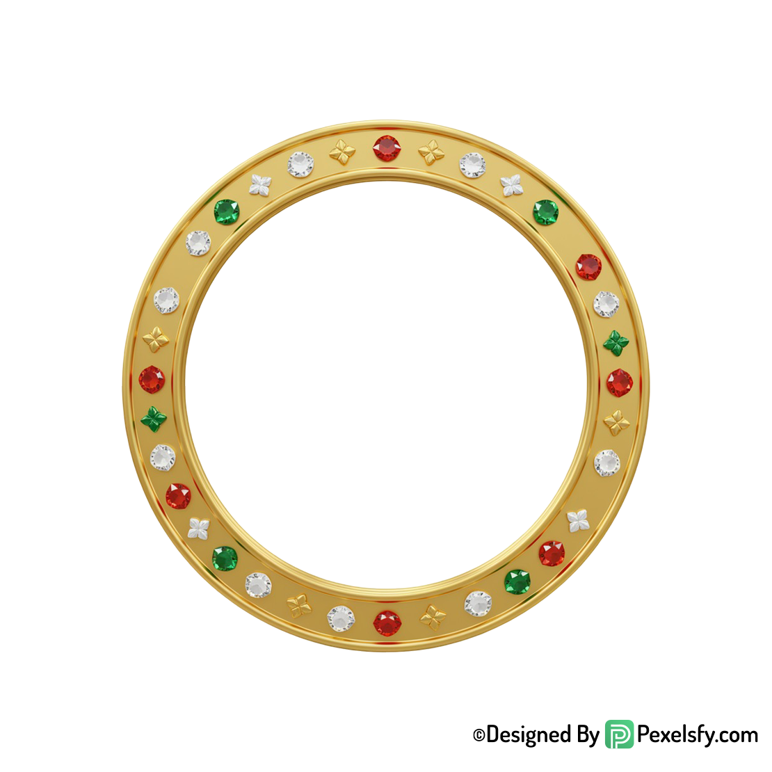 Golden Circle Frame PNG Front View, transparent