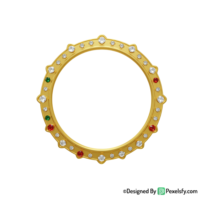 Golden Circle Frame PNG on White, transparent