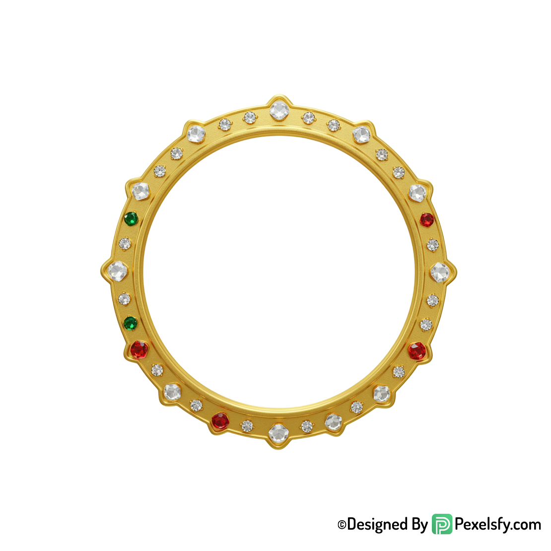 Golden Circle Frame PNG on White, transparent