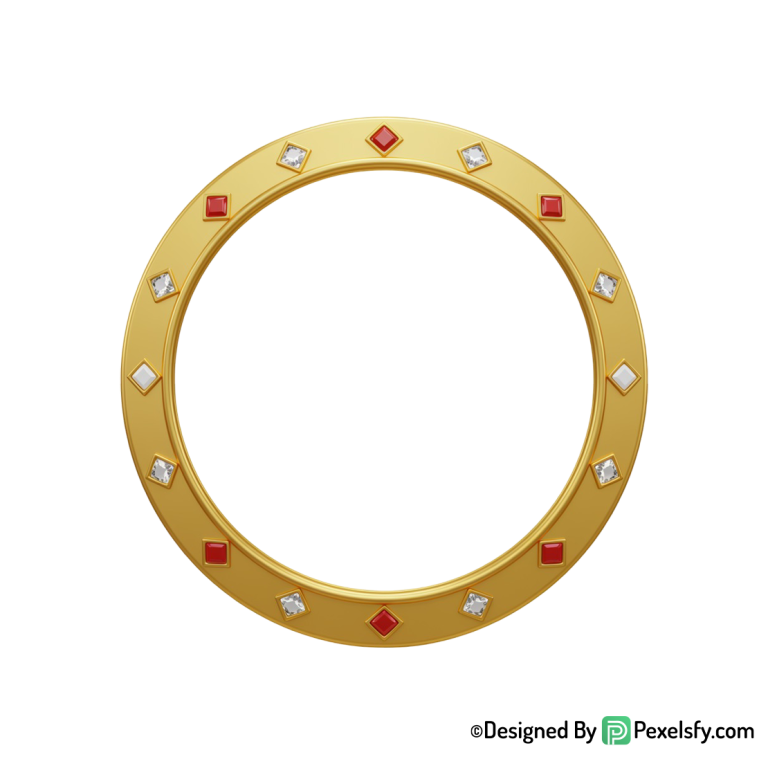 Golden Circle Frame PNG Transparent Layer, transparent