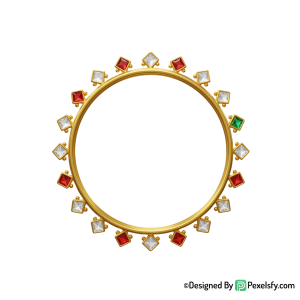 Golden Circle Frame PNG for Scrapbooking, transparent