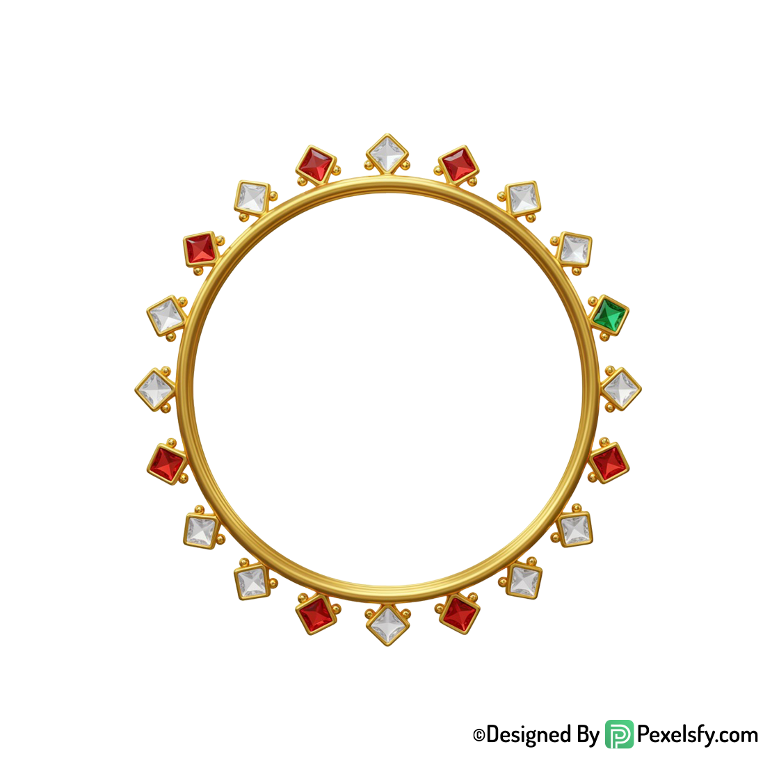 Golden Circle Frame PNG for Scrapbooking, transparent