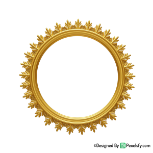 Golden Circle Frame PNG with Soft Glow,