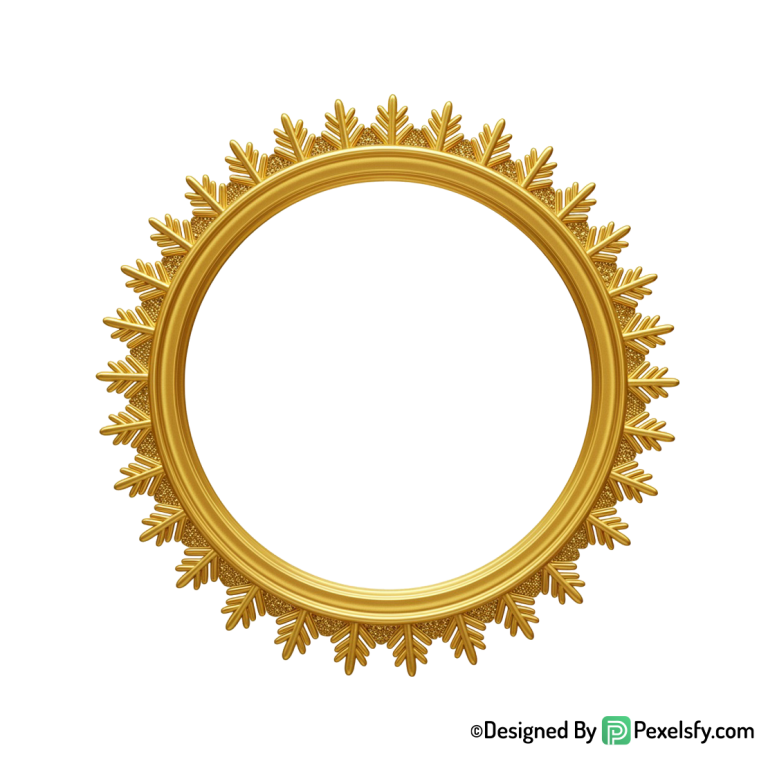 Golden Circle Frame PNG with Soft Glow,