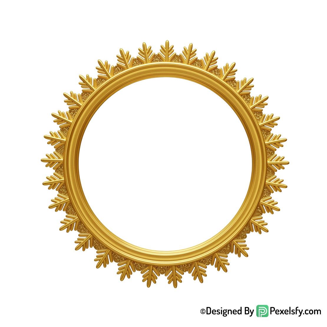 Golden Circle Frame PNG with Soft Glow,