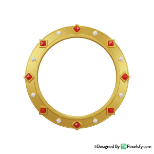 Shiny Golden Circle Frame PNG, transparent background