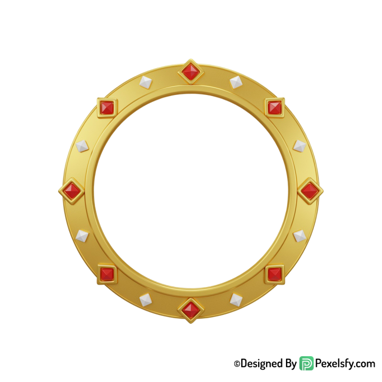 Shiny Golden Circle Frame PNG, transparent background