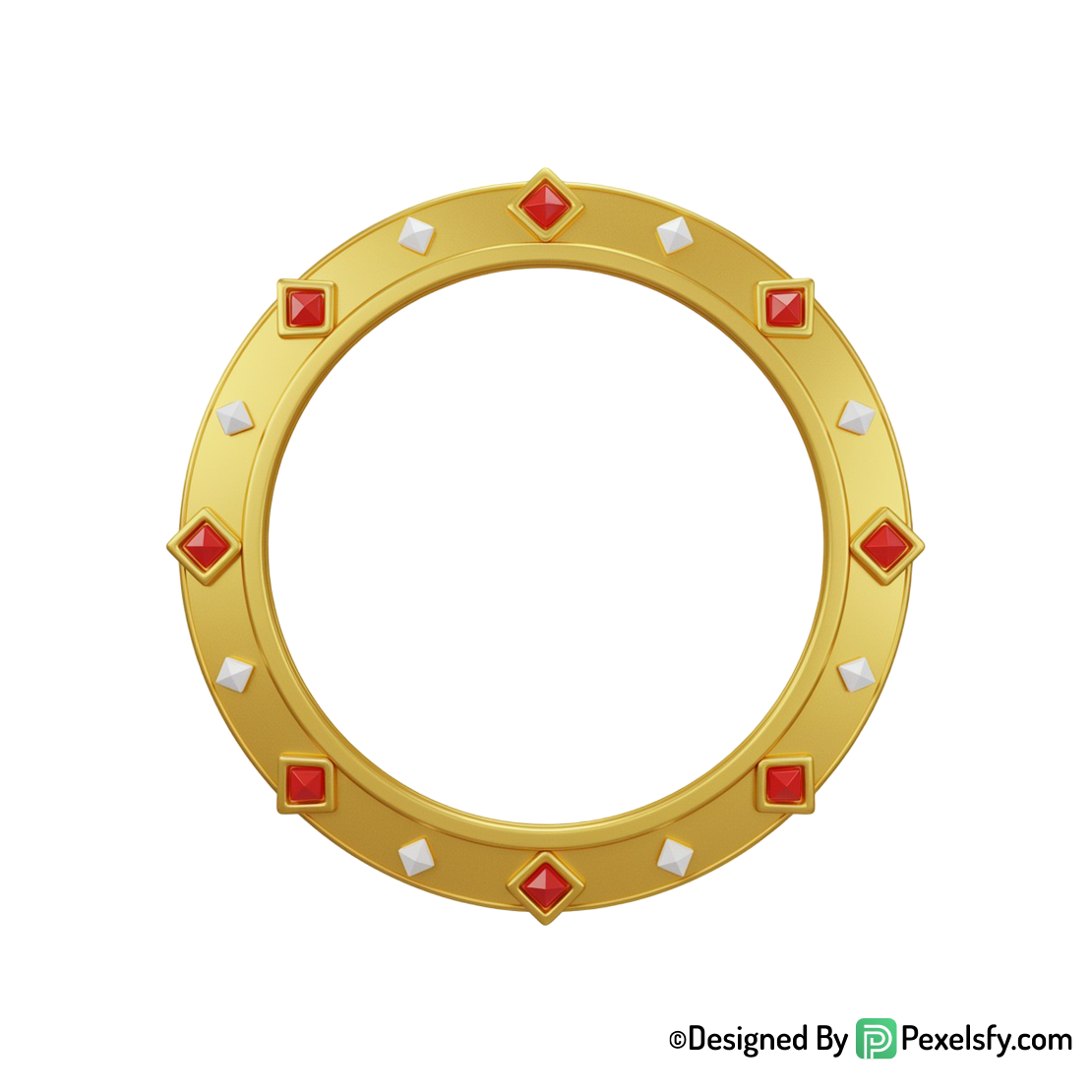 Shiny Golden Circle Frame PNG, transparent background