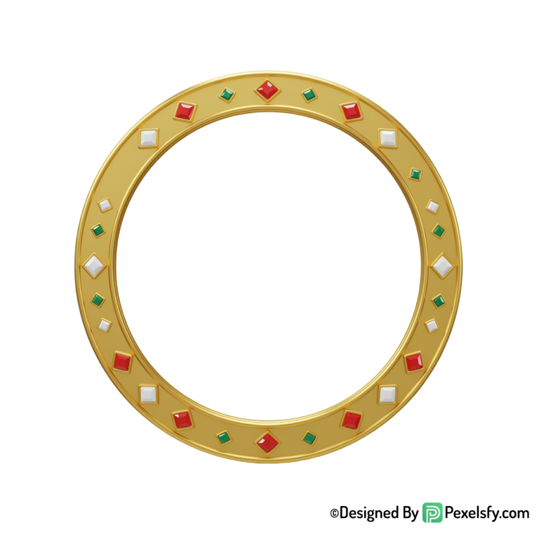 Golden Circle Frame PNG for Visuals, transparent