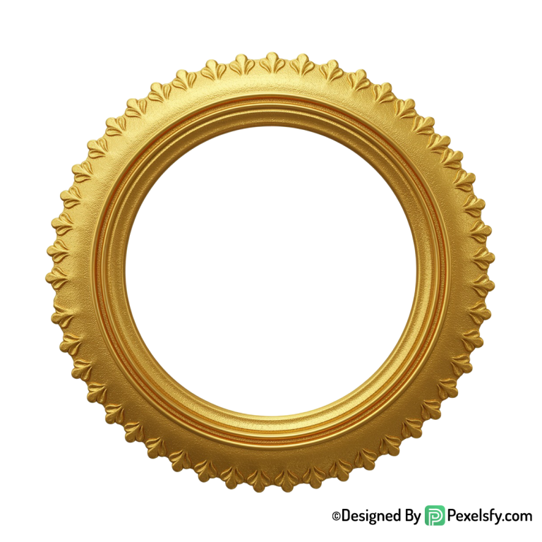 Golden Circle Frame PNG with Smooth Finish,
