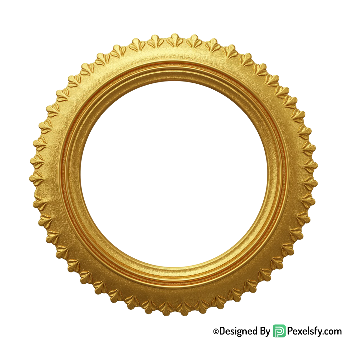 Golden Circle Frame PNG with Smooth Finish,