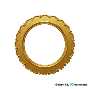 Golden Circle Frame PNG for Print, transparent