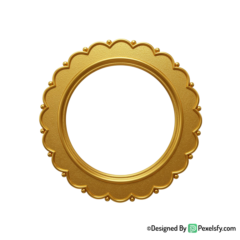 Golden Circle Frame PNG for Print, transparent