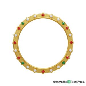 Golden Circle Frame PNG with Glitter, transparent