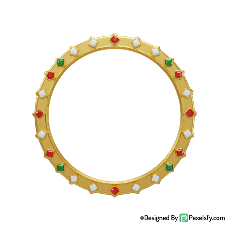 Golden Circle Frame PNG with Glitter, transparent