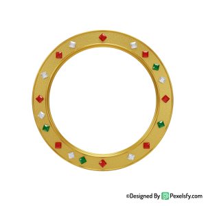 Golden Circle Frame PNG with Glittering Edge,