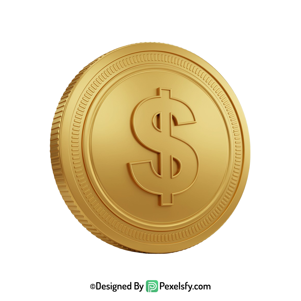 Golden Dollar Coin PNG Transparent, transparent background