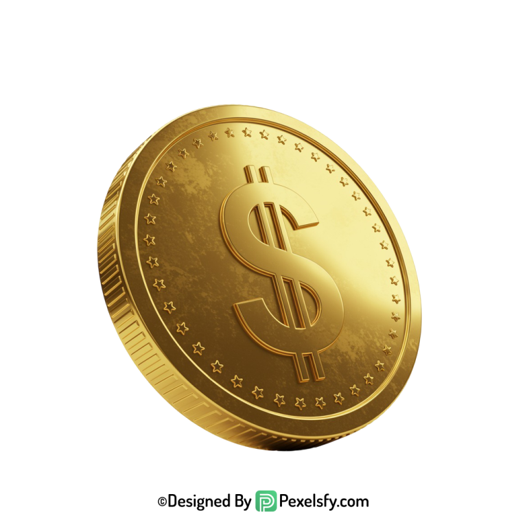 Golden Dollar Coin PNG High Resolution, transparent