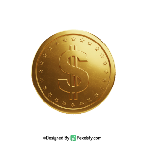 Golden Dollar Coin PNG Isolated Image, transparent