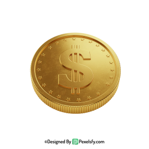 Golden Dollar Coin PNG Vector Format, transparent