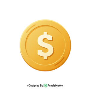 Shiny Golden Dollar Coin PNG, transparent background
