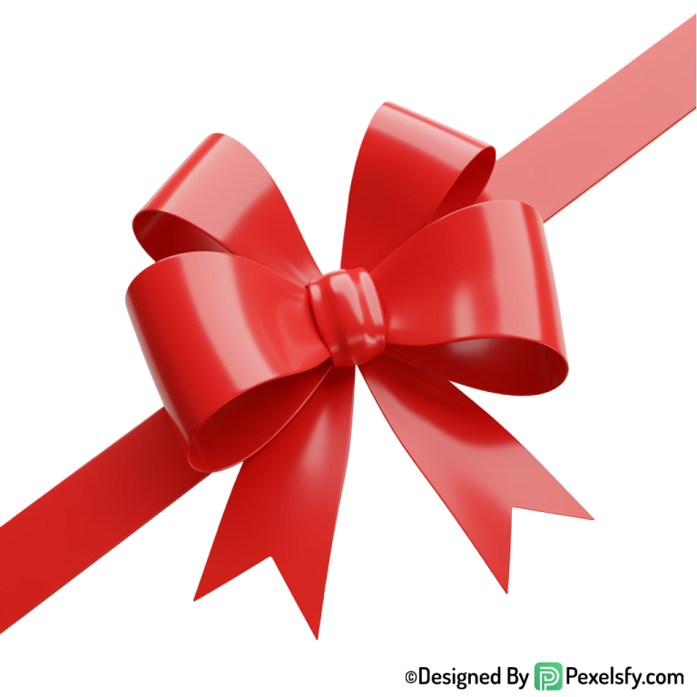 Elegant Red Ribbon PNG Overlay, transparent background