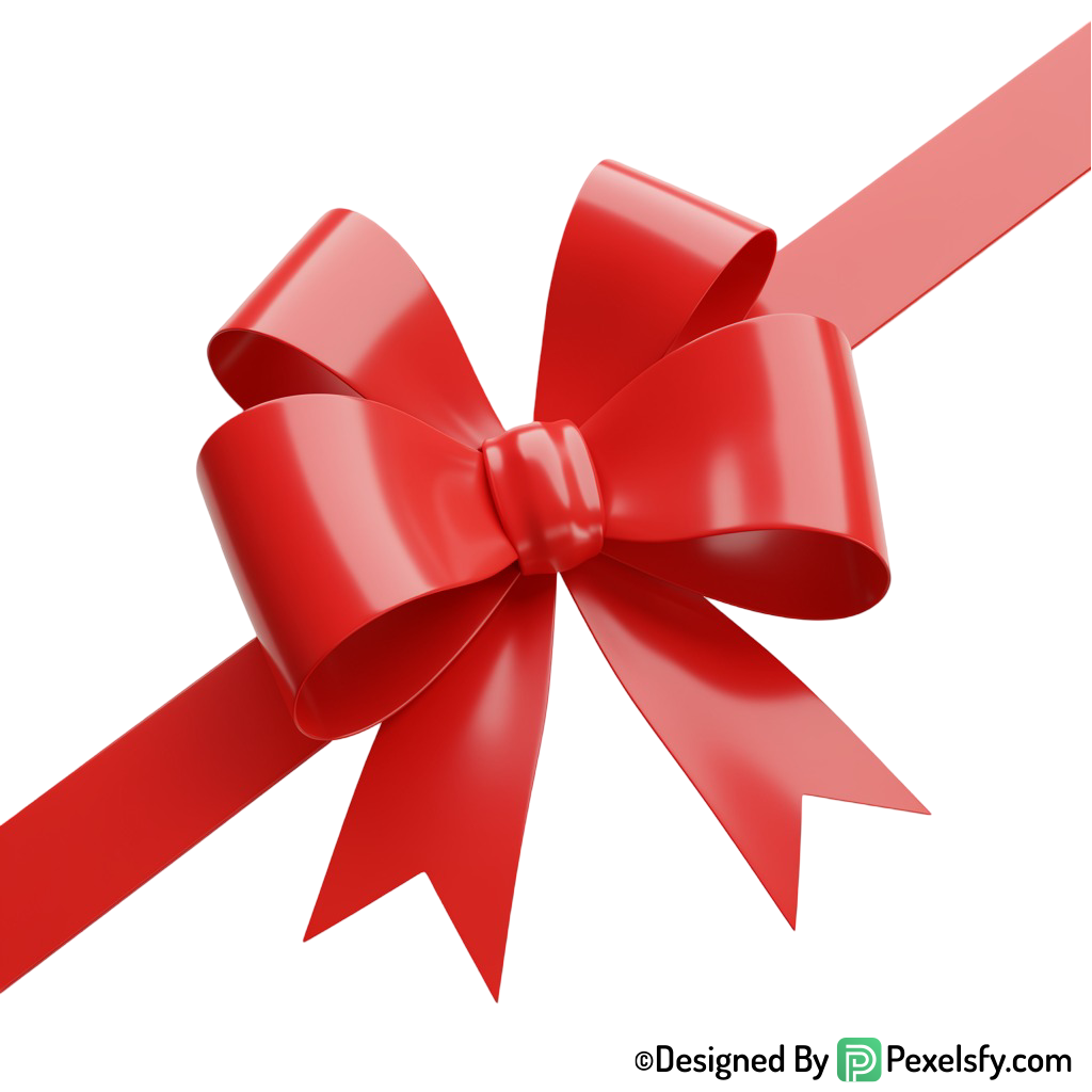 Elegant Red Ribbon PNG Overlay, transparent background